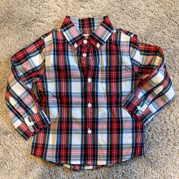 NWT JCREW Crewcuts Kids Plaid Button Down Shirt - Red, Blue, White - Picture 1 of 4